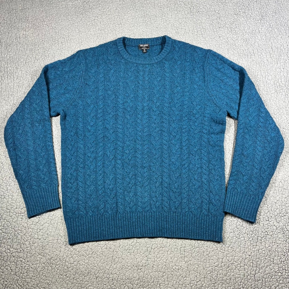 Todd Snyder Cobalt Blue / Teal Cable Knit Lambswool Sweater – Size Medium